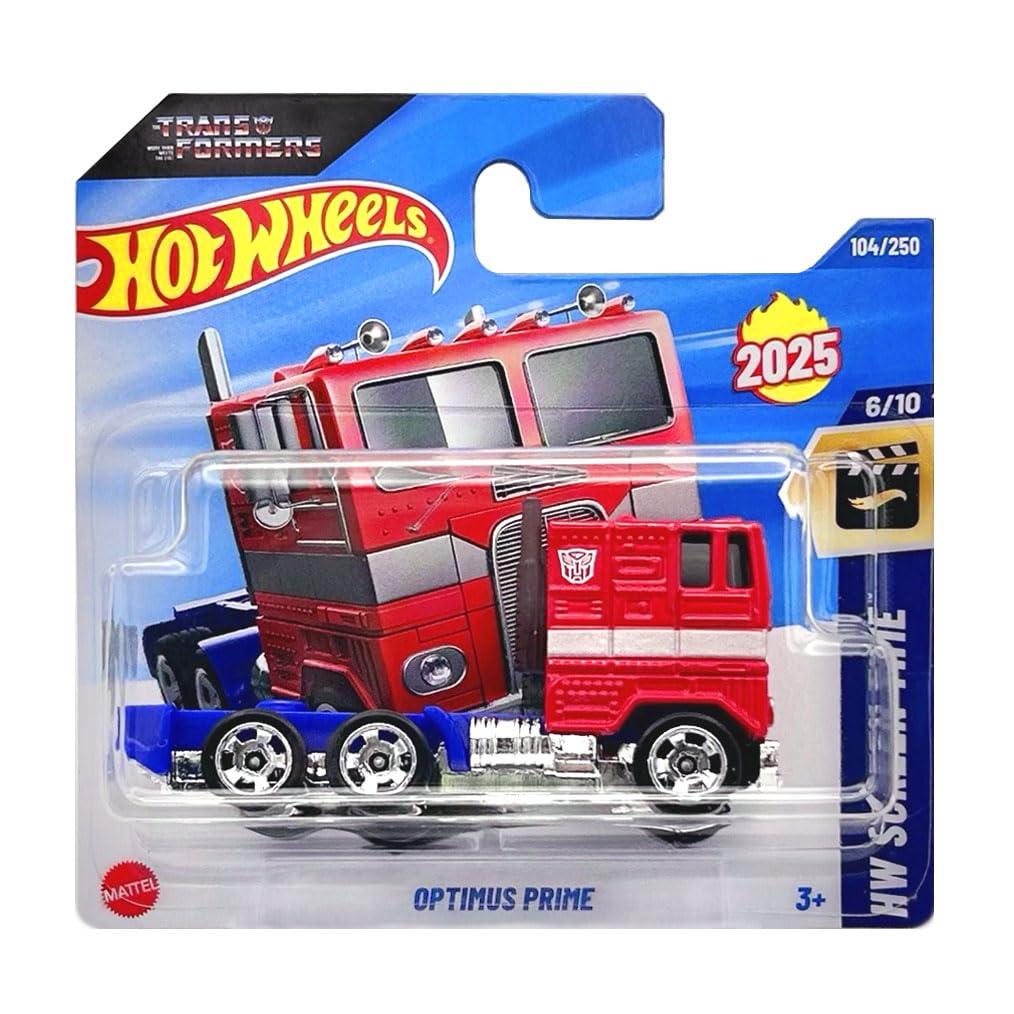 Hot Wheels Optimus Truck (Red & Blue - Transformers) 6/10 HW Screen Time - 2025-104/250 (Short Card)