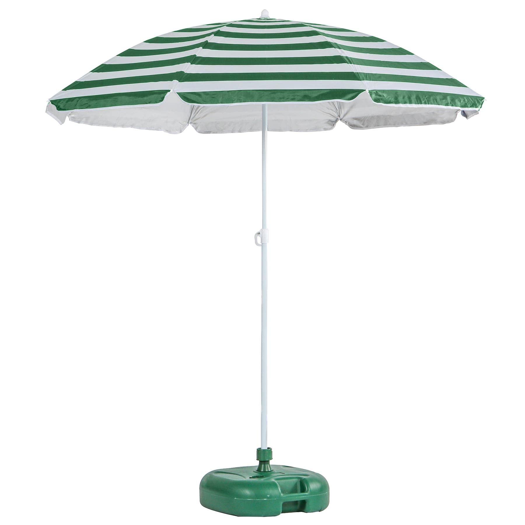 Harbour Housewares 1x 1.8m Metal Beach Parasol with Base - Portable Outdoor Garden Patio Umbrella Sun Shade