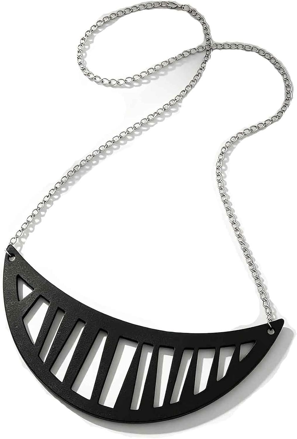 Gothic Leather Statement Necklace for Women Punk Black Collar Bib NecklaceMinimalist Gothic Jewelry Gift Geometric Cutout Choker Necklaces