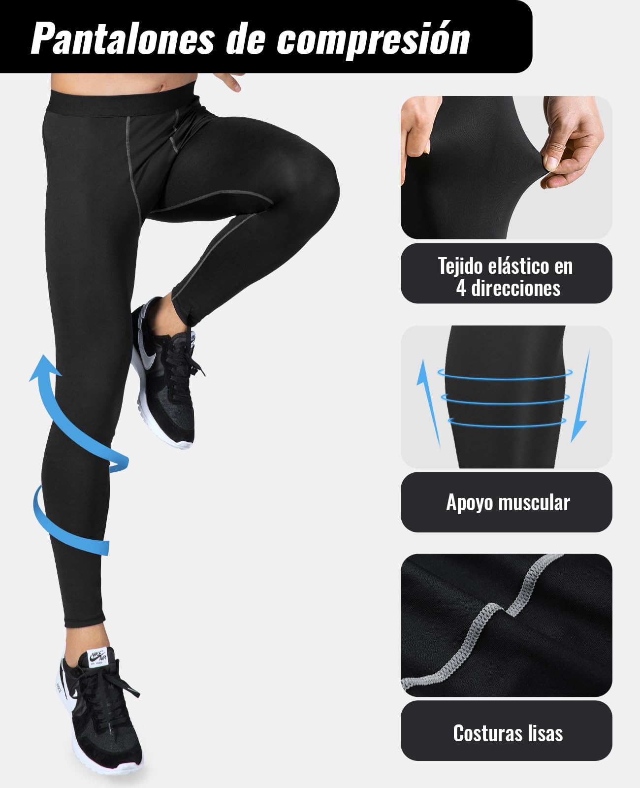 Niksa 3 Piezas Conjunto de Compresion Hombre, Camisetas Compression Mallas Running Pantalon Corto Deporte Ropa Deportiva Hombre para Running Correr Gym Fitness