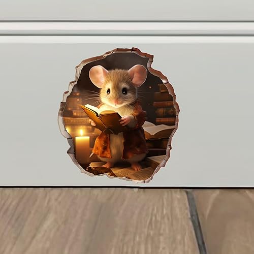 Miniatura 2 de 2x Mouse Hole 3D Wall Stickers-Mouse Reading Book,Mouse Hole Decal, Mouse Wall Decal,Handmade Wall Clings,Mouse Wall Stickers & Murals,Wall Decor