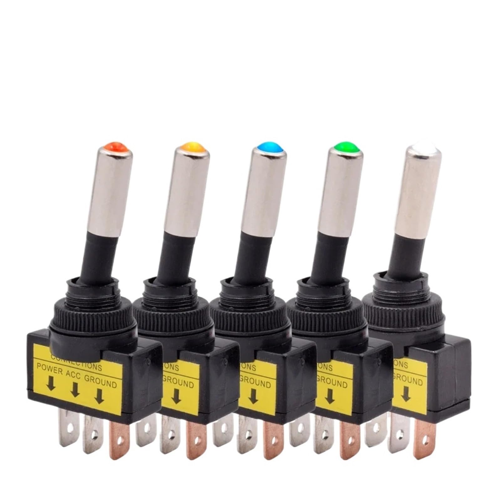 5/10 Uds. LED for coche de 12mm 15D SPST 2 posiciones 3 pines encendido apagado 12V 24V CC