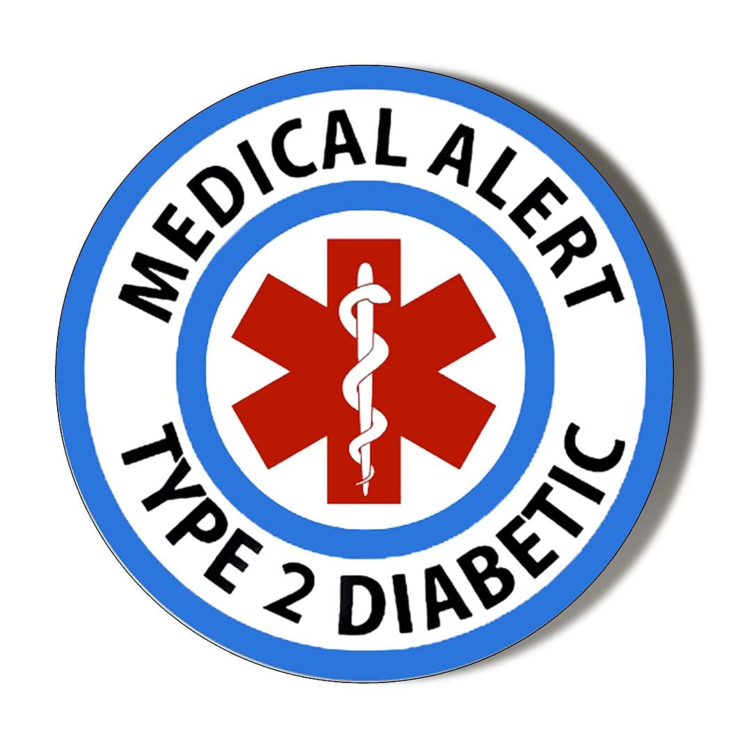 Gift Insanity Multi Medical Alert Type 2 Diabetic Blue And White 10 X 49Mm Vinyl Stickers Pack Of 10