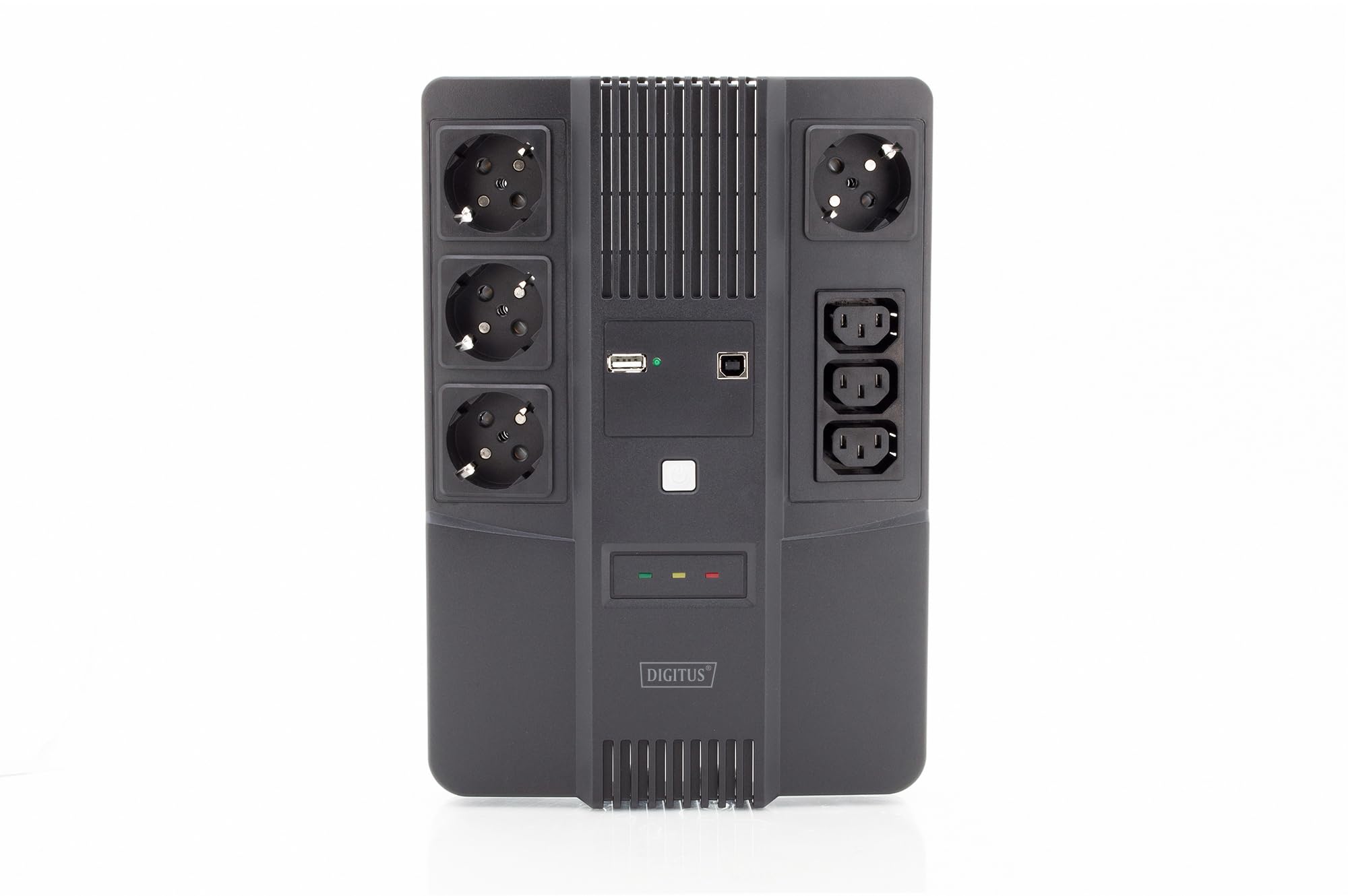 DIGITUS Gruppo di continuità – Sistema UPS All-in-One – 800VA 480W – AVR – 4 prese con messa a terra – 3x C13 – Software di monitoraggio UPS – Porte USB e RJ45