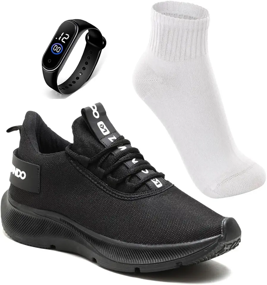 Tenis Masculino Esportivo Academia Corrida Treino Caminhada Confortavel e Leve + Relógio e Meia