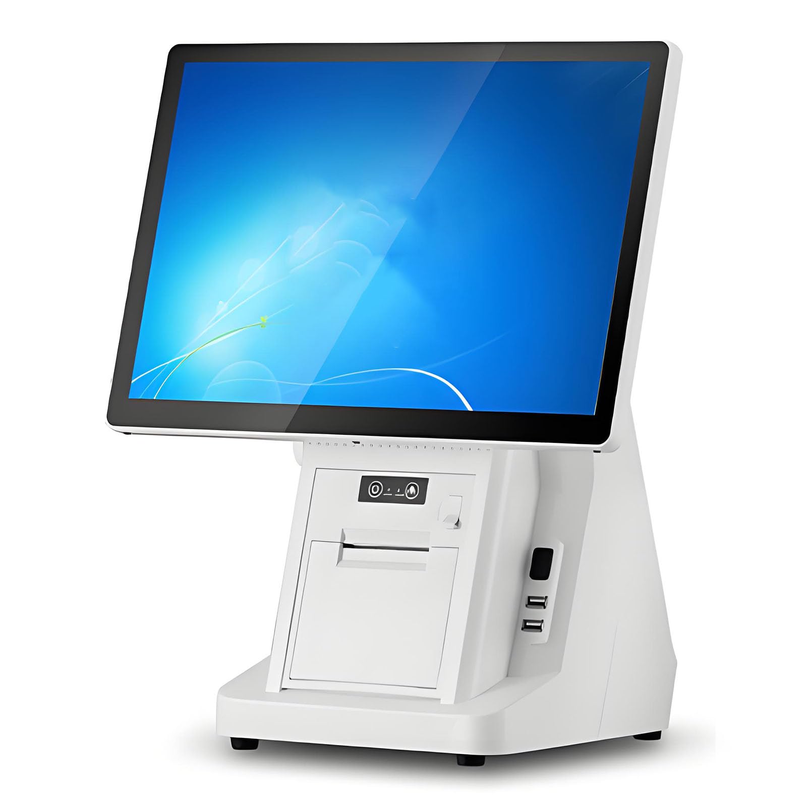 Registratore di cassa POS per piccole imprese, registratore di cassa multifunzione con doppio schermo touch da 15,6", stampante termica integrata da 58/80 mm, registratore SingleScreen-4G64G80mm