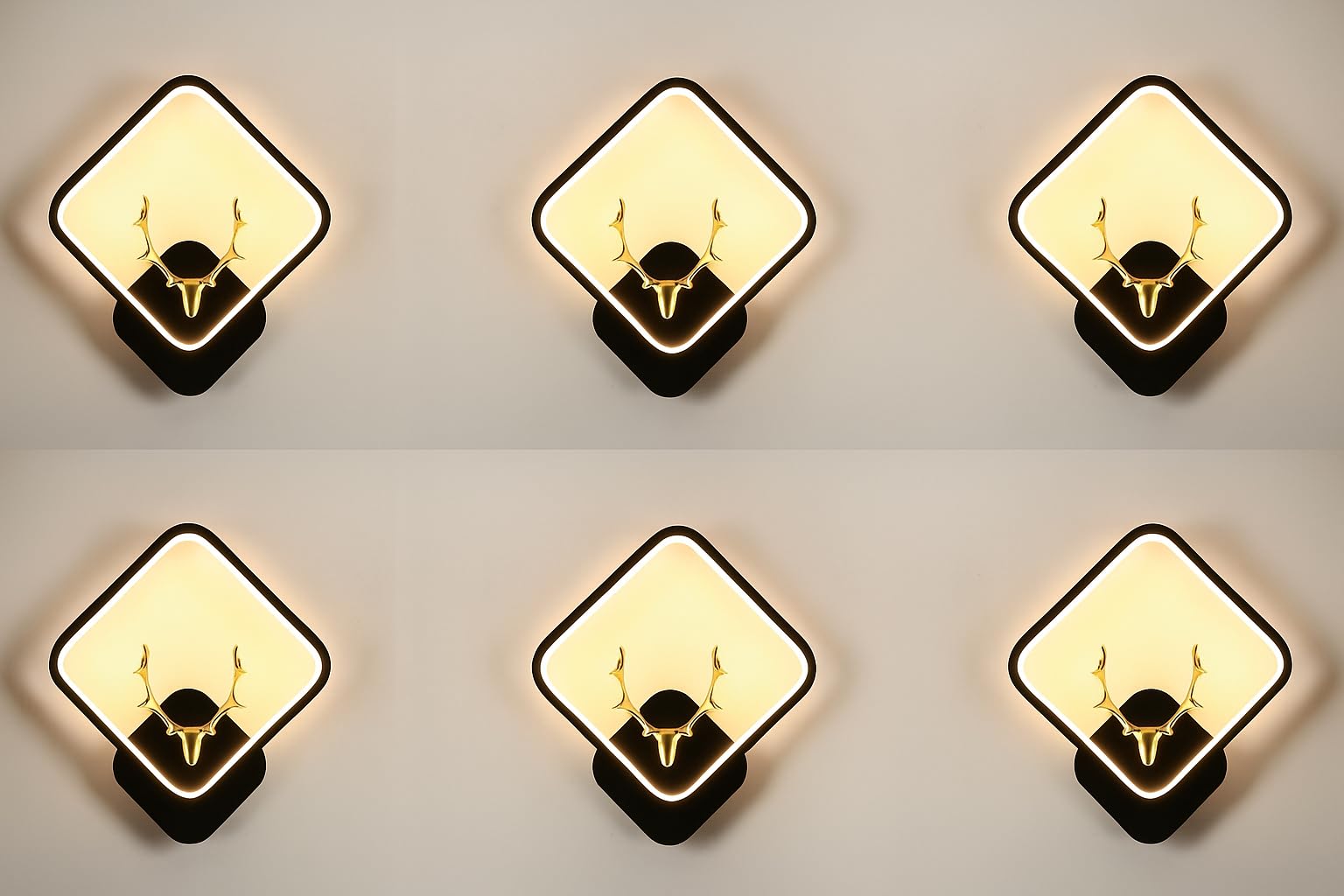 LED Deer Wall Light 3 Color Modern Wall Sconce Gold Black - Pack of 6
