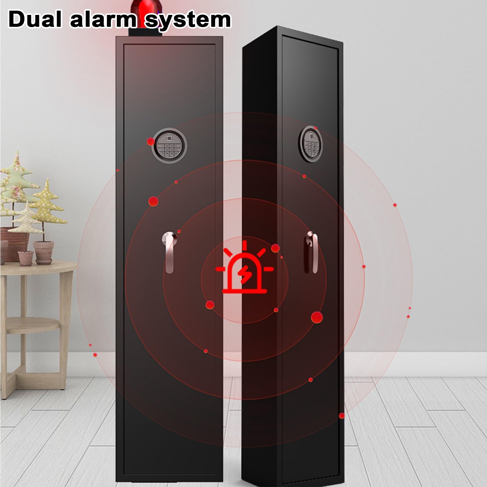 Cassaforte per Fucili Cassaforte per Armi Interamente in Acciaio Cassaforte Elettronica con Password e Impronta Digitale con Funzione di Allarme Intelligente può Contenere 5 Fucili Lunghi