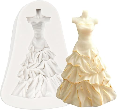 Moldes de silicona para vestido de novia para decoración de tartas de boda, decoración de cupcakes, decoración de cupcakes de chocolate, pasta de