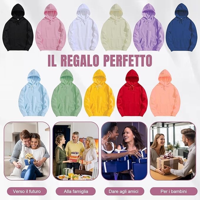 Sweat Personnalisable Unisexe, Sweat a Capuche Personnalisé avec Texte ou Photo Imprimée Avant/Arrière, Pull Personnalisé Couple Hoodie à Manches Longues Pour Automne Hiver Chaud avec Poches, S-3XL