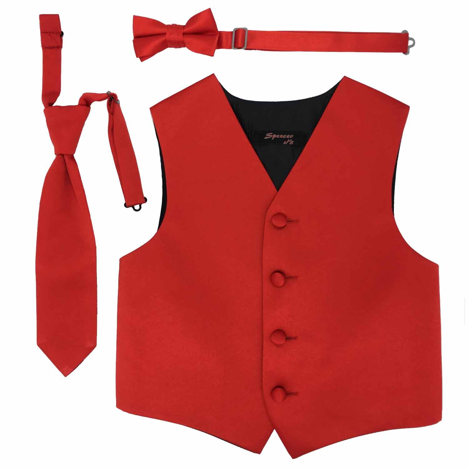 Spencer J's Boys Formal Suit Tuxedo Vest Tie and Bowtie Set Variety of Colors