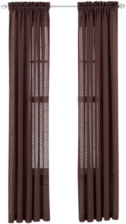 Moshells Home Decorative 84" Emerald Crepe Curtain Panel Brown