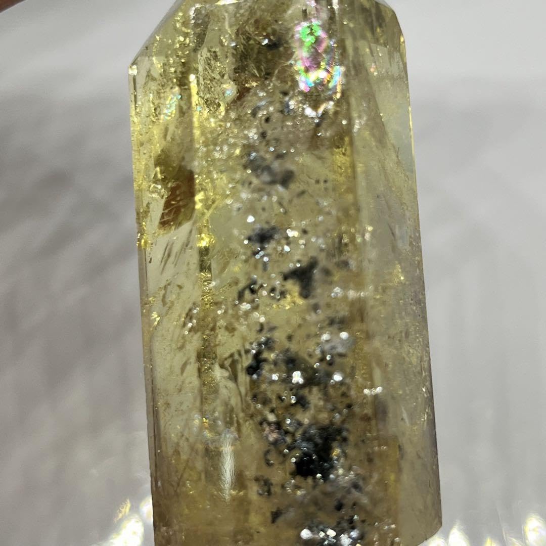 【早い者勝ち】【透明度高め】【爆虹】【色濃いめ】シトリンアイリス六角柱ポイント ◇天然非加熱 大きめサイズ◇ エクストラグレード シトリン