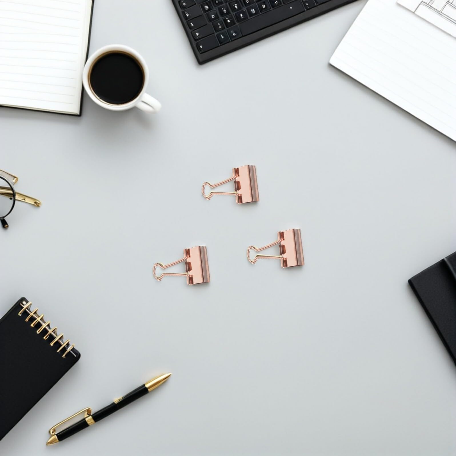 Operitacx 100pezzi Fermagli per Raccoglitori in Metallo Color Oro Rosa Clip per Cancelleria per Organizzare File e Documenti Adatte per Ufficio Scuola e Casa