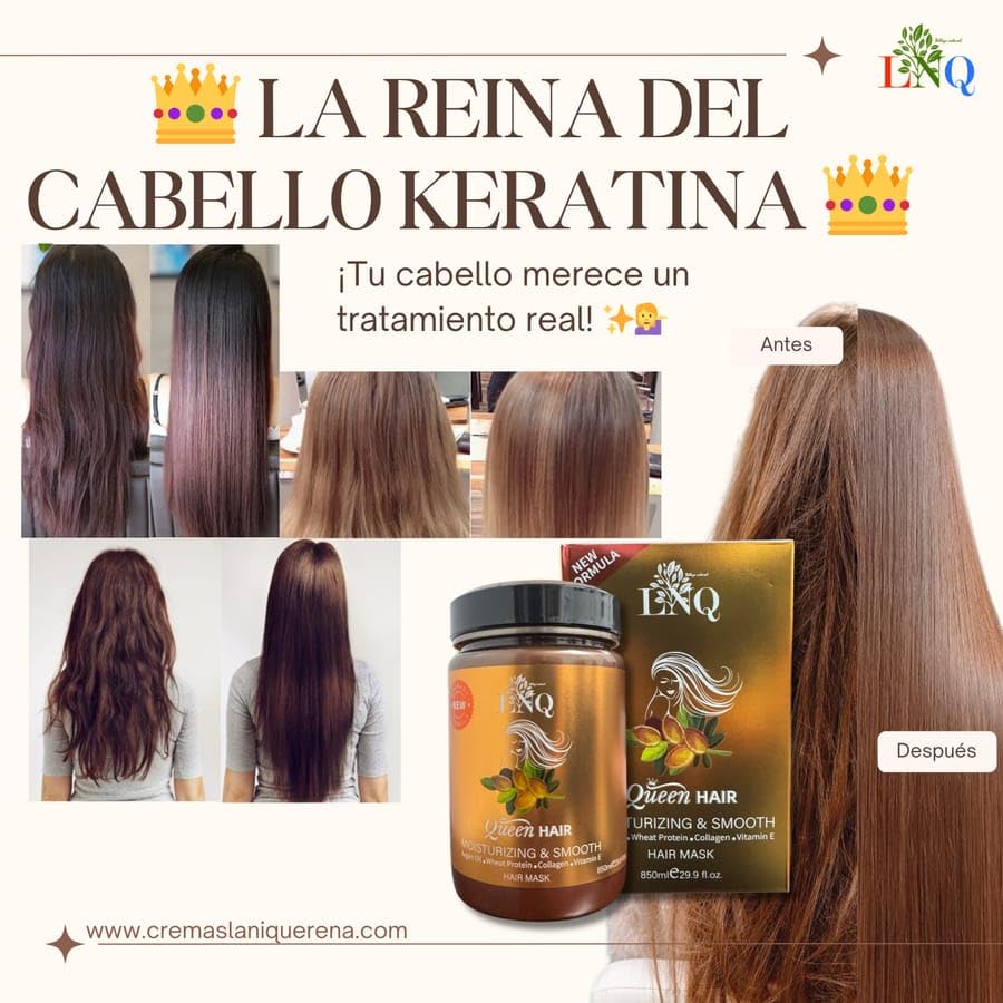 Keratina Capilar La Reina del Cabello - Argan Hair Oil Mask – 850 ml – Con Argán, Colágeno, Proteína de Trigo y Vitamina E – Sin Sal ni Parabenos – Hidratación y Alisado Profundo