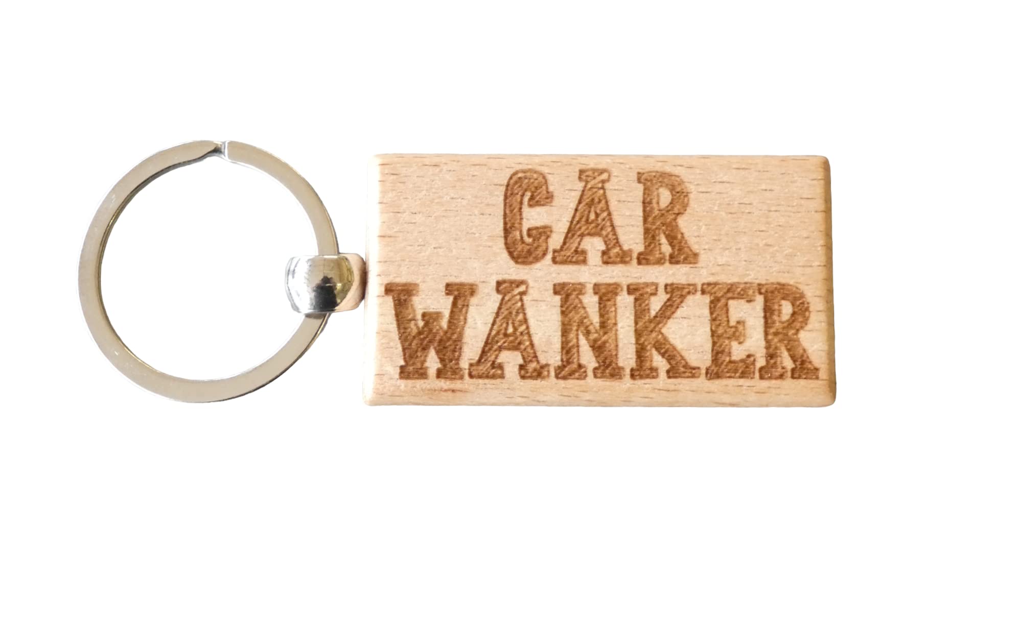 Decalarama Brown Car Keyring Gift Car Wanker Cute Engraved Wooden Driver Key Fob Fun Novelty Nice Custom Present