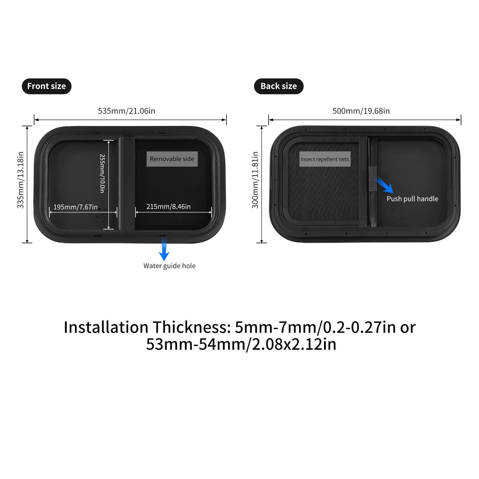 Aramox Finestra per Camper, Finestra Push Pull per Camper, Angolo Arrotondato, Impermeabile, Sigillata, Liscia e Lucida, per Camper
