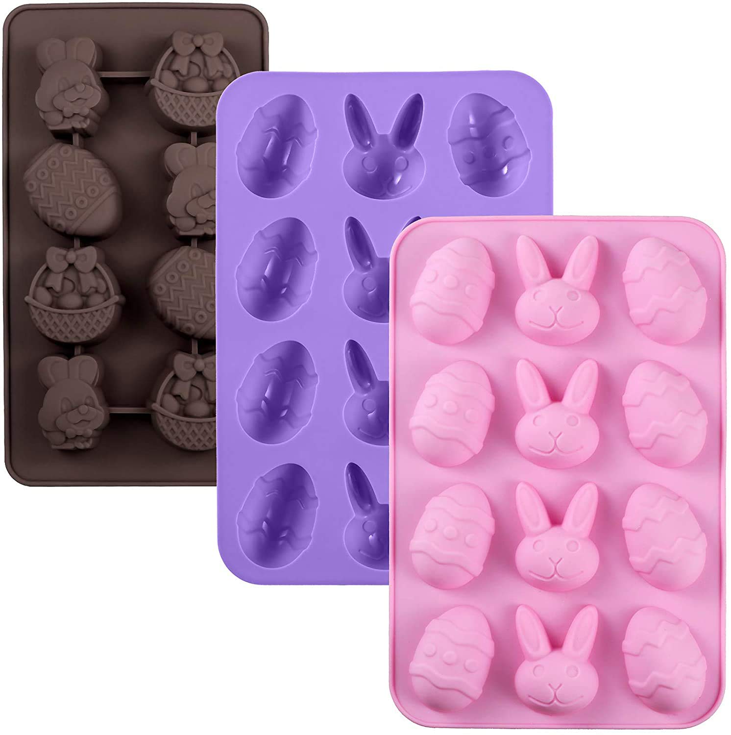 Silicone Chocolate Mold, 3Pcs Bunny Candy Mold, Shaped DIY Mold, Ice Cube, Soap Jelly, Pudding, Cocoa Bomb, Dome Mousse, French Dessert Cake Decoration and Party