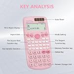 Scientific Calculator 417 Functions (991ES Plus), Solar & Battery Dual Power, 4-Line Display Pink Math Calculator for High School & College Students, Teachers (Pink)
