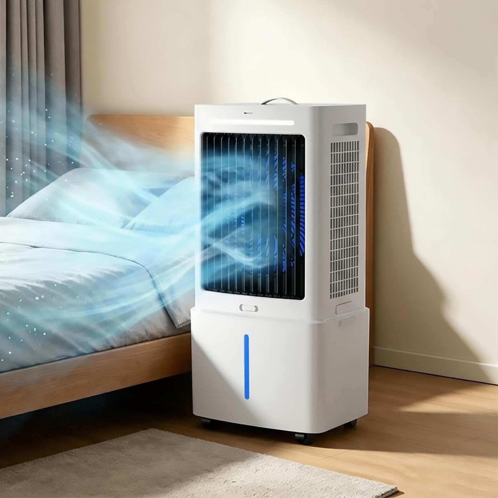 3-in-1 Portable AC, 12L Tank with 4 Ice Packs, 35dB Quiet 120° Oscillation Cooler for Home Office Bedroom, Energy Efficient & Pet-Friendly(12l)