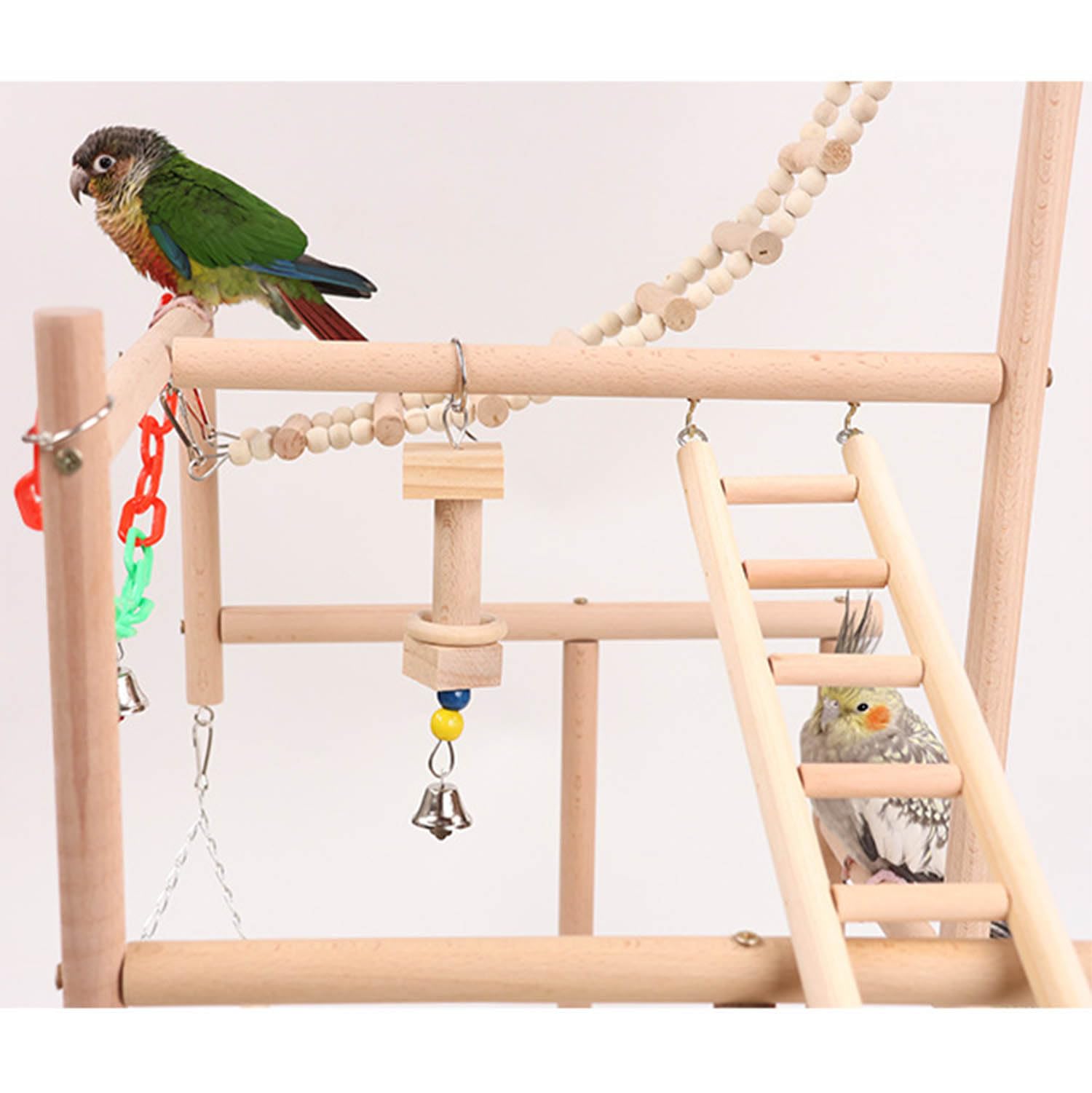 Genérico Parque para pájaros, Parque para Loros, Soporte Grande de Madera para Loros de 4 Niveles, Adecuado para Loros, periquitos y pájaros