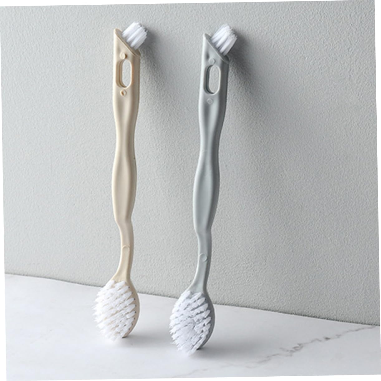 2Pcs Soft Bristle Cleaning Brush for Shoes and Clothes Lightweight Household Tool Beige and Grey for Home and Travel Cleaning Needs