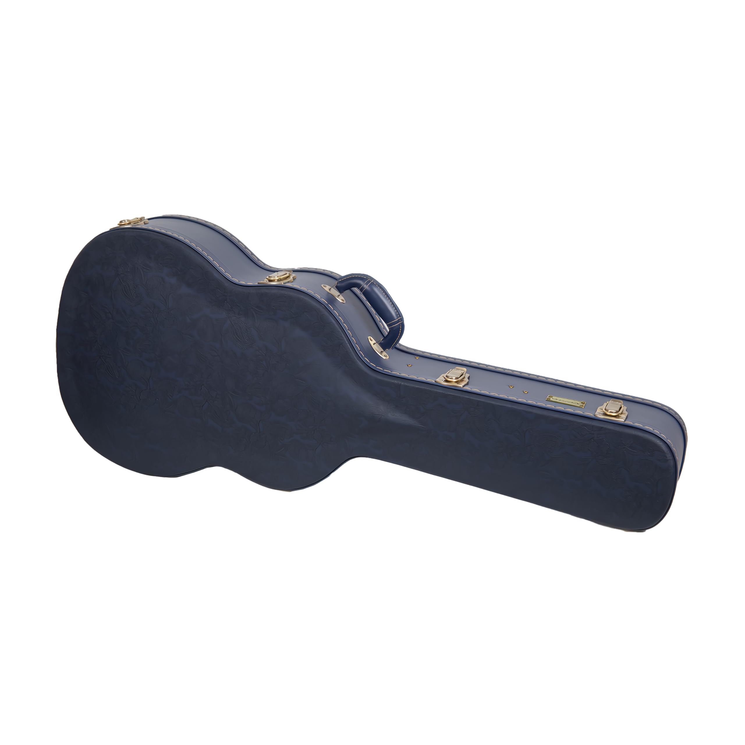 Crossrock Custodia in legno per chitarra classica 4/4 | Finitura scolpita Red Wood, interno peluche avorio, serratura – Premium Wooden Hardshell Relief Series