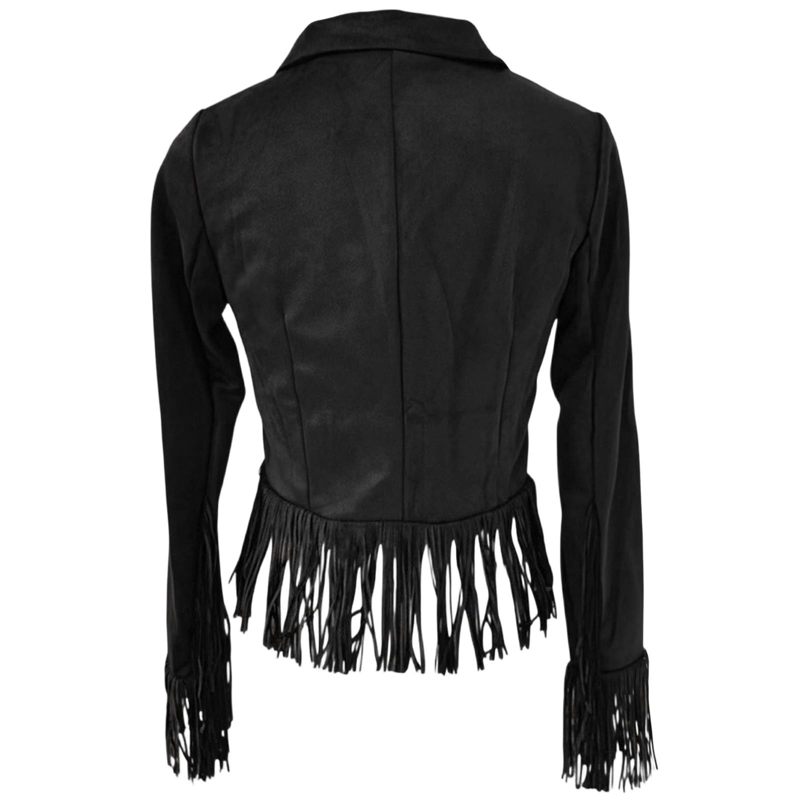 Chaqueta con Flecos, Solapa con Muesca, Corte Entallado, cinturón Recortado, Prenda Exterior para otoño e Invierno, Estilo Informal, Mujer, Moda