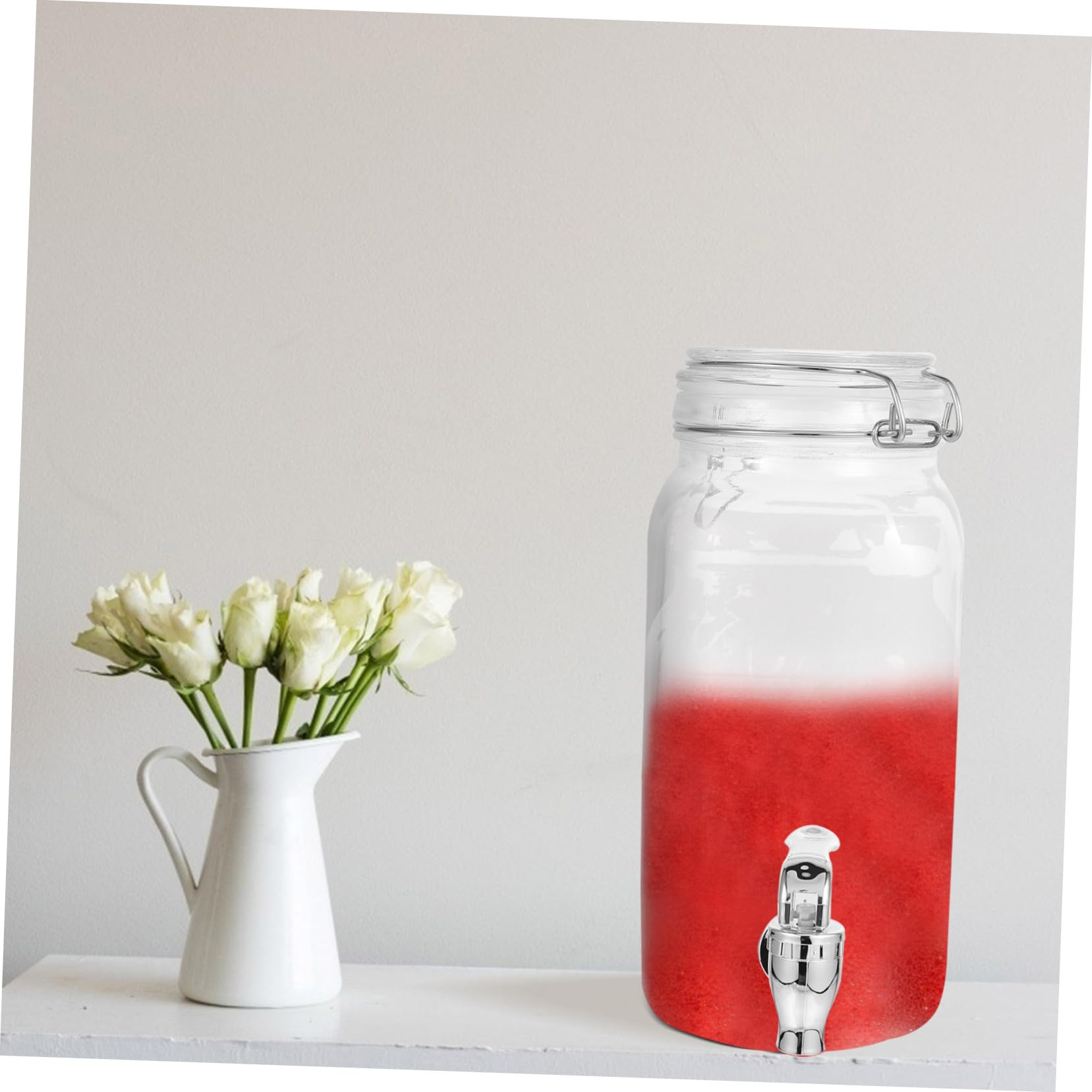 ULTECHNOVO Dispensador de Bebidas de Vidrio con Grifo Diseño Funcional Capacidad 2L Material Vidrio y ABS Adecuado para Cocina y Eventos