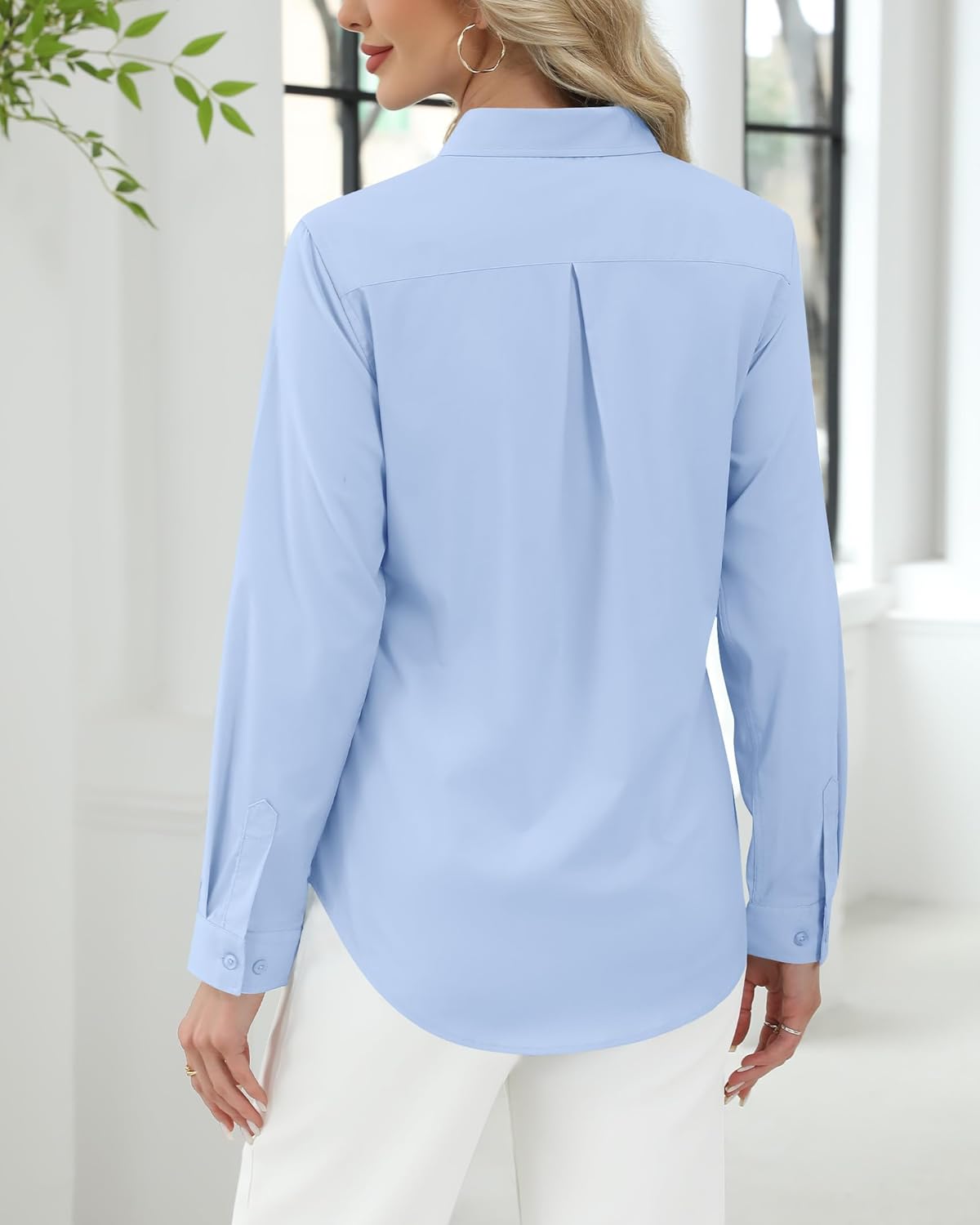 J.VER Button Down Shirts for Women Stretch Collared Cotton Long Sleeve Dress Shirt Business Casual Blouse for Work - Image 3