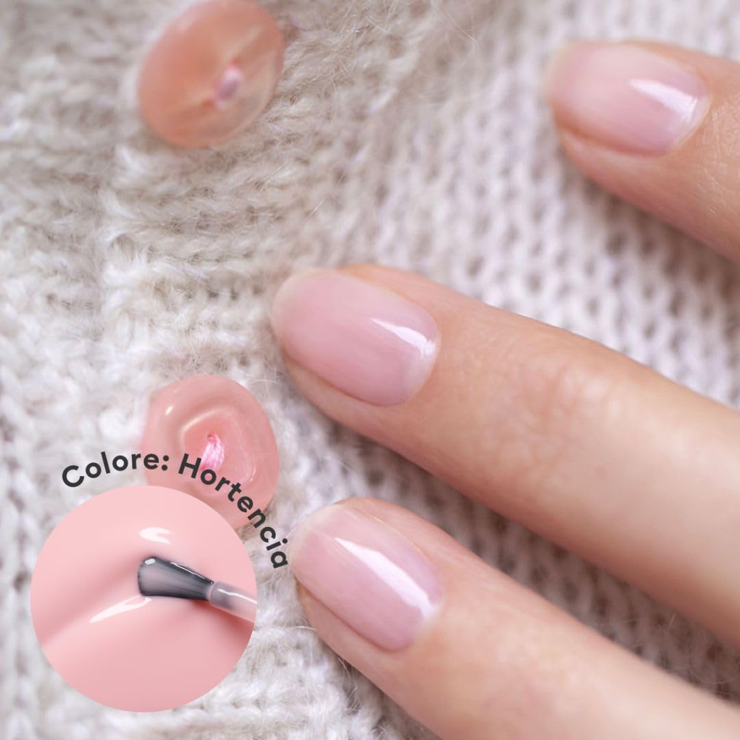 Manucurist Sistema Green Hortencia - Kit Smalto Resistente Senza Lampada : 1 Sgrassante, 1 Base Coat, 1 Smalto Unghie Rosa, 1 Top Coat, Gocce Asciuganti - Smalto Unghie Lunga Durata - Regalo Donna