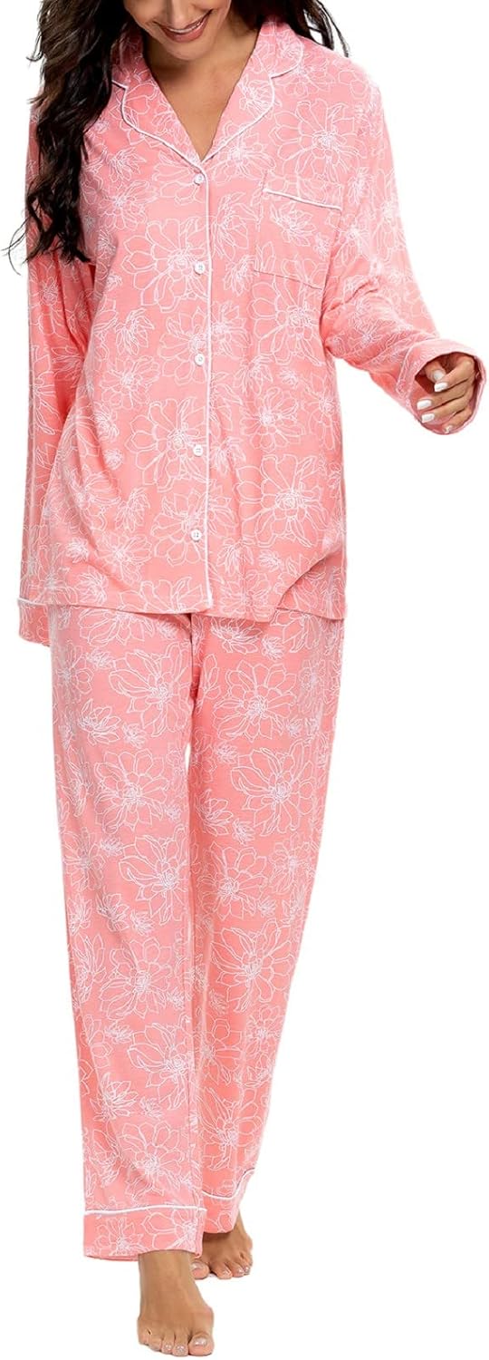 Tugege Pajamas Set Long Sleeve Sleepwear Womens Button Down Nightwear Pj Sets - Image 4