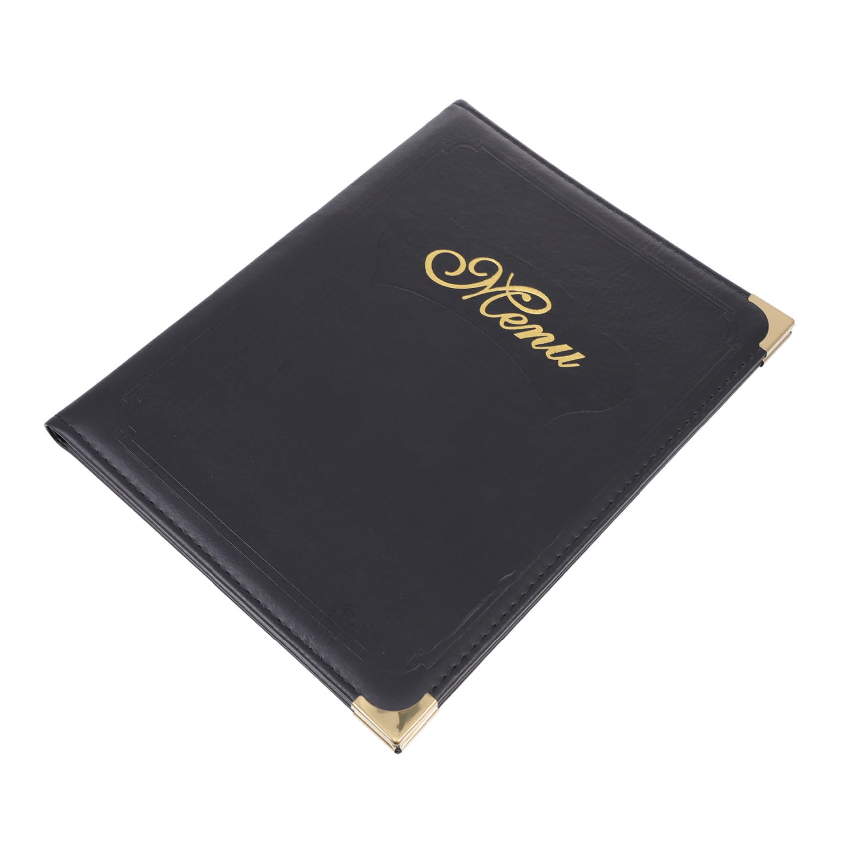 KICHOUSE Menu Book Meal Folder for Restaurant Instant Update Slide-in Pages Black Leather
