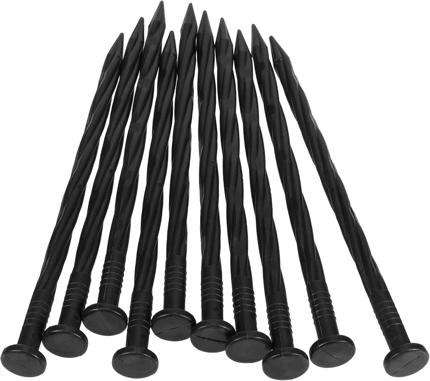 SINJEUN 200 PCS 8 Inch Plastic Edging Nails, Spiral Landscape Anchoring Spikes, Garden Edging, Weed Barriers, Turf, Tent