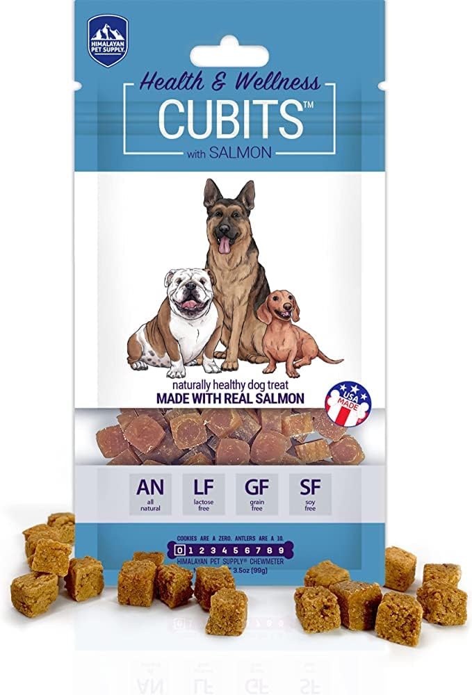 Cubits with Salmon | Natural Training Treat | Gluten - Lactose - Grain FREE | 3.5 oz per pouch (853012004845)