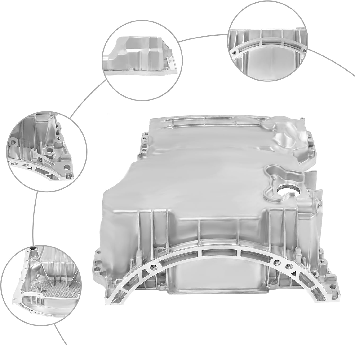 Engine Oil Pan for 2012-2015 MeBen C250 SLK250 W204 W205 C204 R172 1.8L - Aluminum Direct Replacement Oil Sump OE# 2710101713, High-Pressure Die-Cast Design