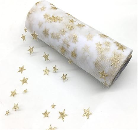Amazon Co Jp ゴールドスターキラキラチュール10ヤード15センチ幅の網ロールスプールチュチューソフトスクアインチュールベビーシャワーdiy Hyfjp Color 白 Size フリー ホビー
