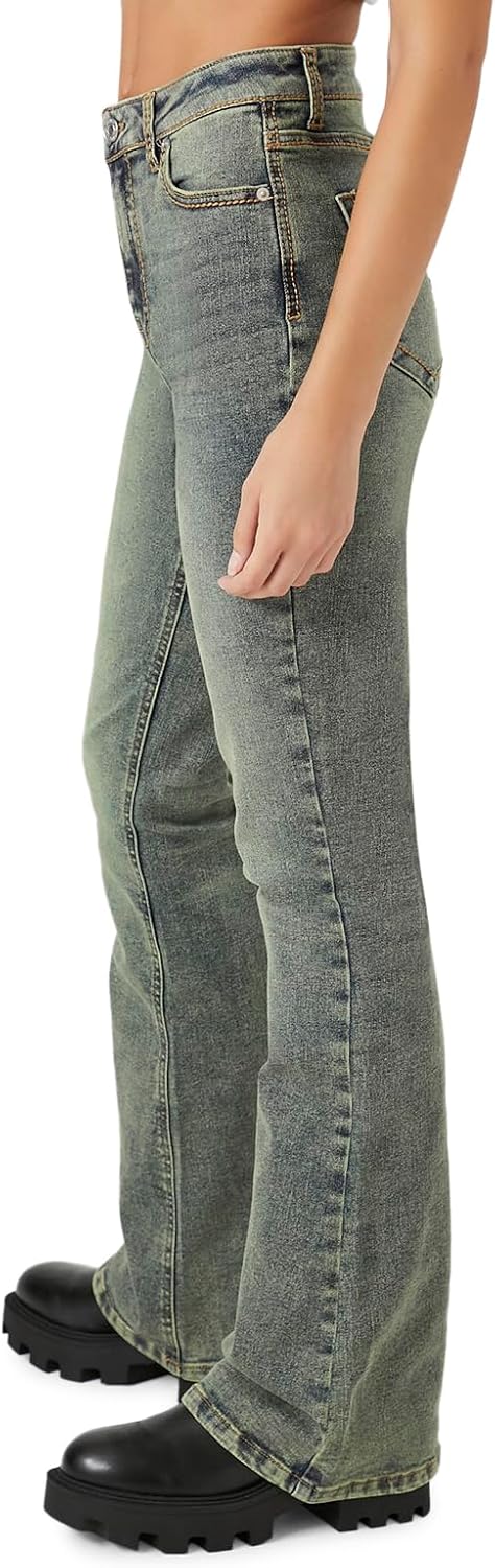 Forever 21 Womens Stone Wash High-Rise Flare Jeans - Image 2