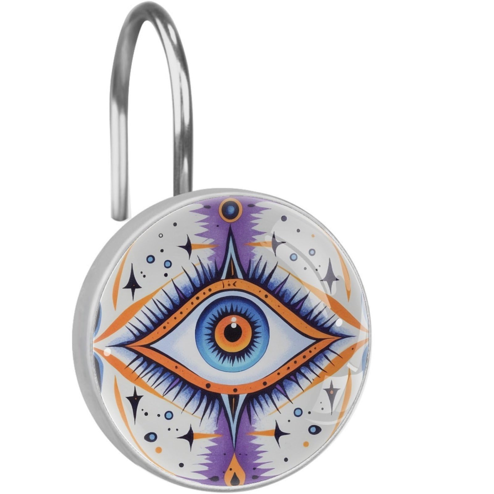 VAPOKF Decorative Shower Curtain Hooks, Purple Eyes Rustproof Stainless Steel Shower Curtain Rings for Bathroom, Shower Curtain Hangers for Shower Rod, 12 Pack