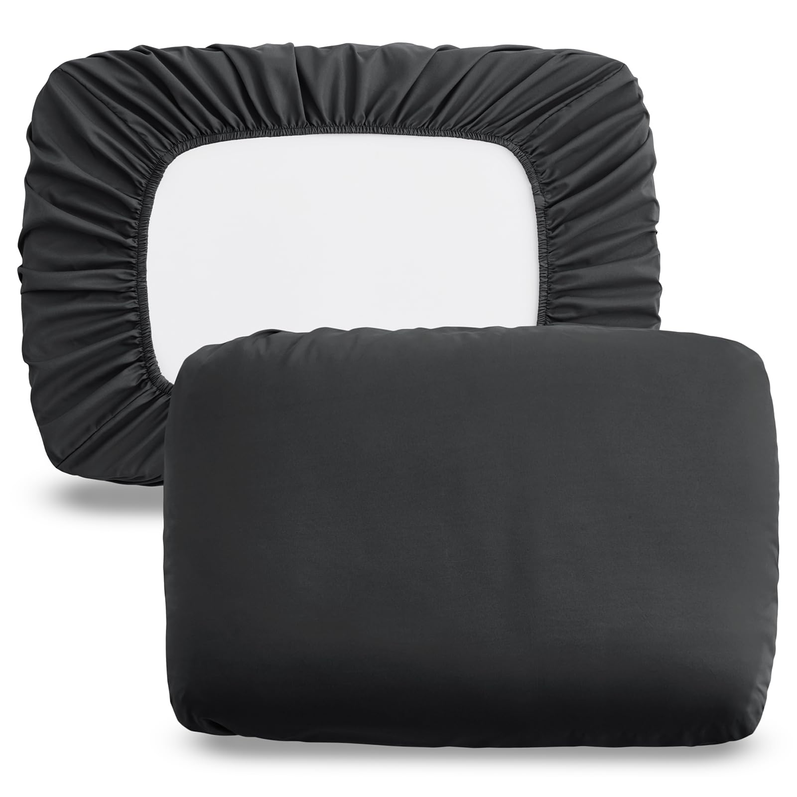 Horbaunal 2 Pack Microfiber Pillow Cases Dark Grey Travel Elastic Band Bed Pillowcases, 1800 Thread Count Soft Pillow Covers for Standard & Queen Size Pillows, 20 x 26 Inches