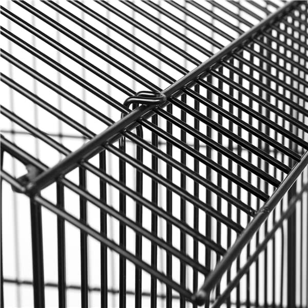 Abician Cage Oiseaux sur Pied avec Toiture Triple-A Cage sur roulettes avec Support Détachable 59 x 59 x 139,5 cm