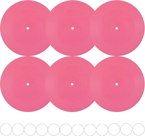 FACHPINT 6 discos rosados para decoración estética de pared, discos de vinilo de 12 pulgadas, discos de vinilo en blanco para graffiti, accesorios