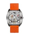 Skeleton Watch Z Series Titanium Automatic Mechanical Wristwatch Sapphire Tonneau Analog Men&apos;s Watches 3ATM Waterproof with Removable Silicone and Leather Strap Unisex Steampunk Gift
