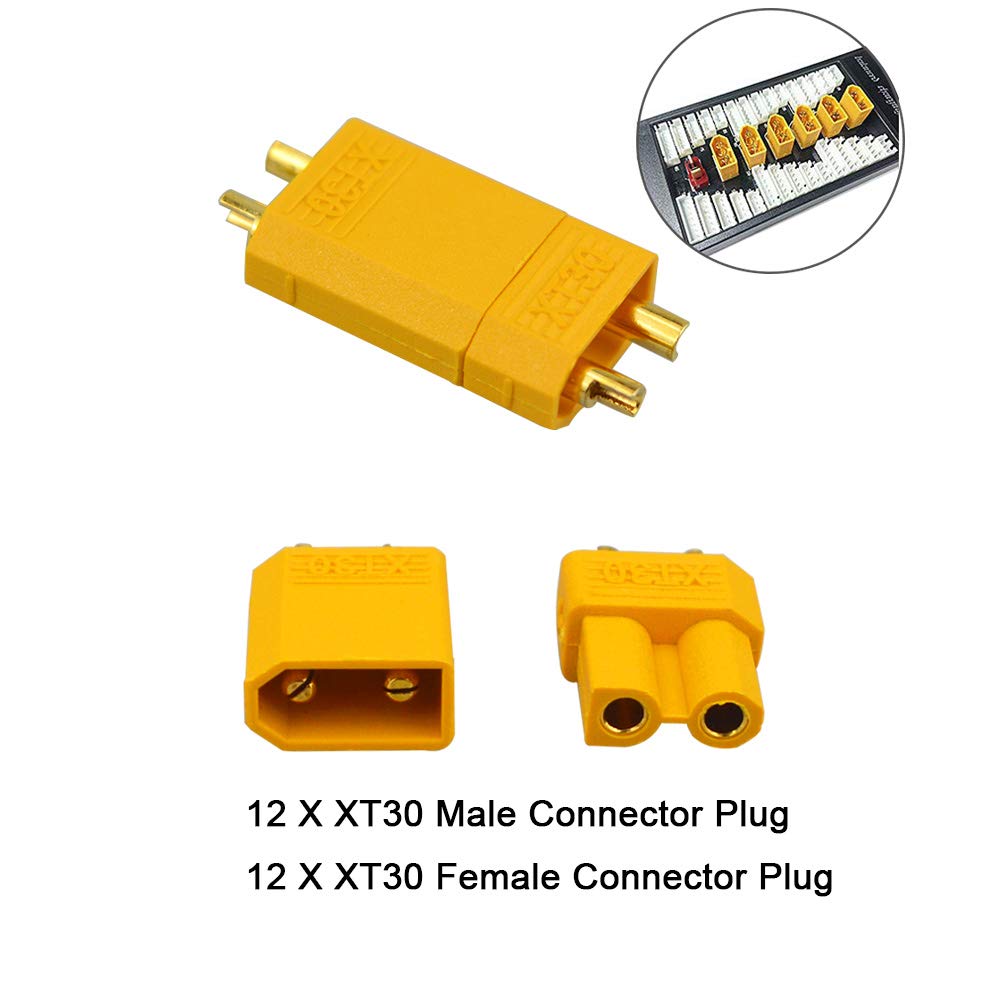Lot De 24 Connecteurs MR30 Mâle/femelle – Prise Batterie Bullet, 30A, Laiton Doré, Avec Gaine Thermorétractable Lot De 24 Connecteurs MR30 Mâle/femelle – Prise Batterie Bullet, 30A, Laiton Doré, Avec Gaine Thermorétractable