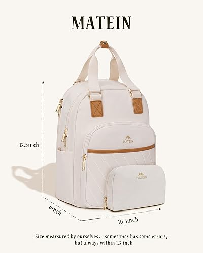 Miniatura 5 de MATEIN Mochila pequeña para mujer, bonita mochila ligera para laptop con bolsa de maquillaje y puerto USB, mini bolsa de hombro casual impermeable