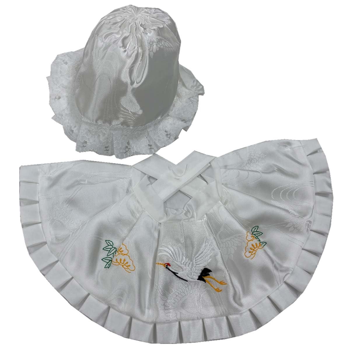 [京都きもの友禅] お宮参り あぶちゃん 帽子 フード おみやまいり AC white goods 白 ホワイト 刺繍入り フォーマル【日本製】