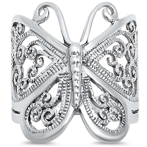 Oxford Diamond Co Filigree Butterfly .925 Sterling Silver Ring Size 9