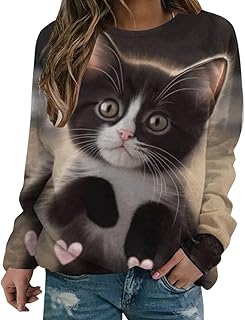 Pianshanzi Women's Sweatshirt Pullover Fashion Print Crew Neck Long Sleeve Hoodie Loose Casual Sports Pullover Top with Hood Loose Casual Top Sports Streetwear Pullover Women Outdoor