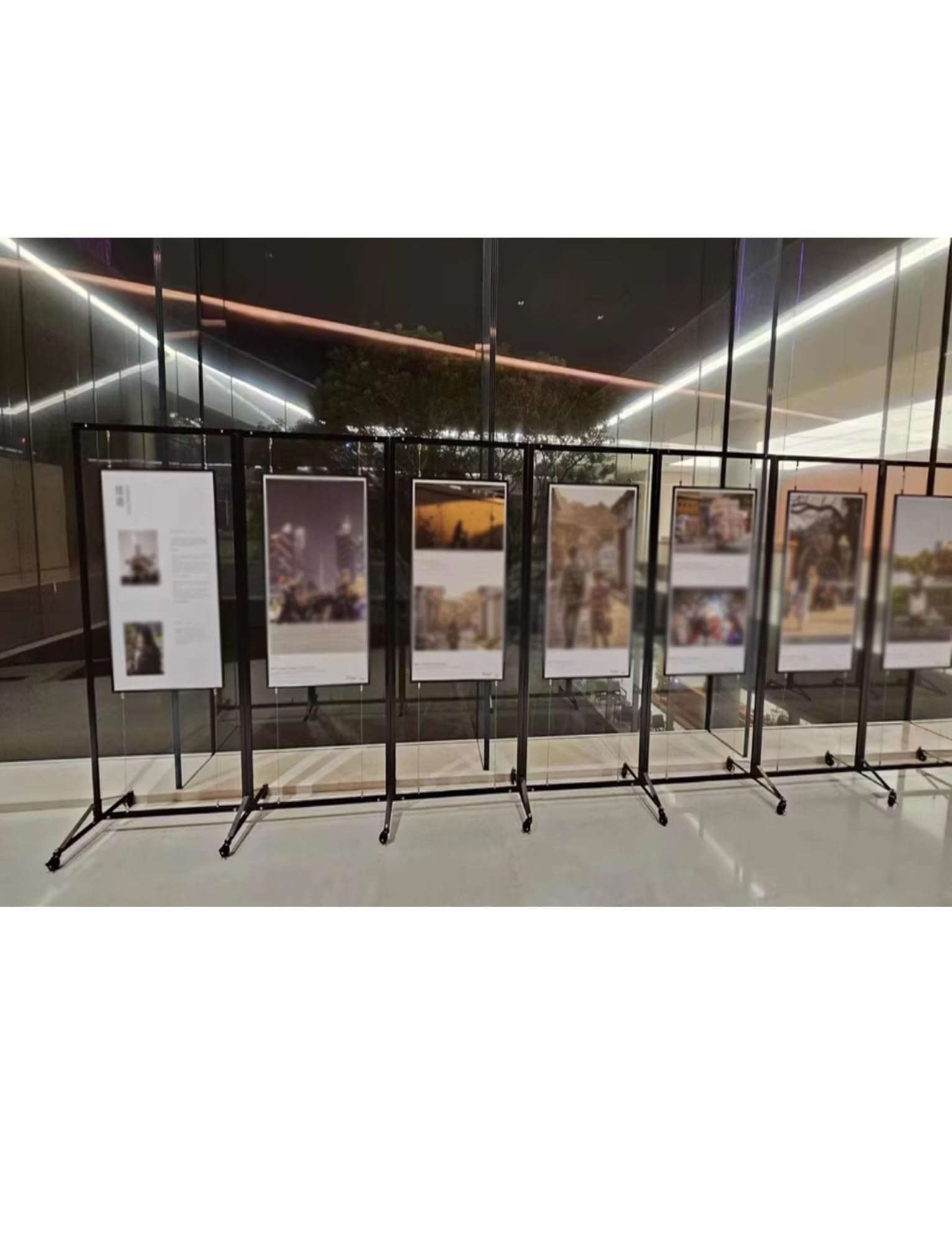 Expositor portátil plegable con ruedas, marco de aleación de aluminio para arte, carteles, fotografía, señalización, ideal para eventos y exposiciones