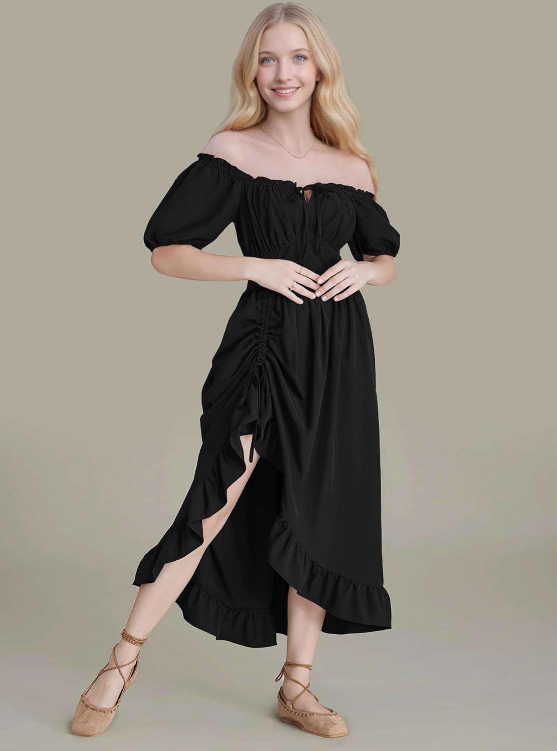 GOLDSTITCH Women's Victorian Dress Renaissance Medieval Costume Corset Ruffle Maxi Dress for Women - Image 3